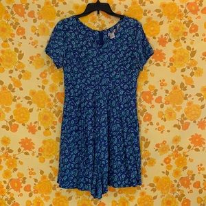 Adorable True Vintage Blue Green Floral Romper